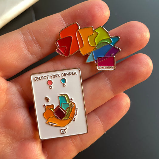 Pin Set: Select Your Gender and Abstract Pride Flag (MEMBER SHOP)