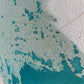 close up photo of original abstract painting by britchida with pink, tan, and gray shapes with light blue lines on canvas